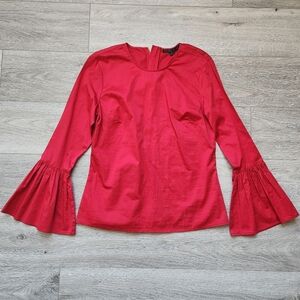 Antonio Melani Elizabeth Blouse Crimson Red Top Bell Sleeves Womens Small Nwt